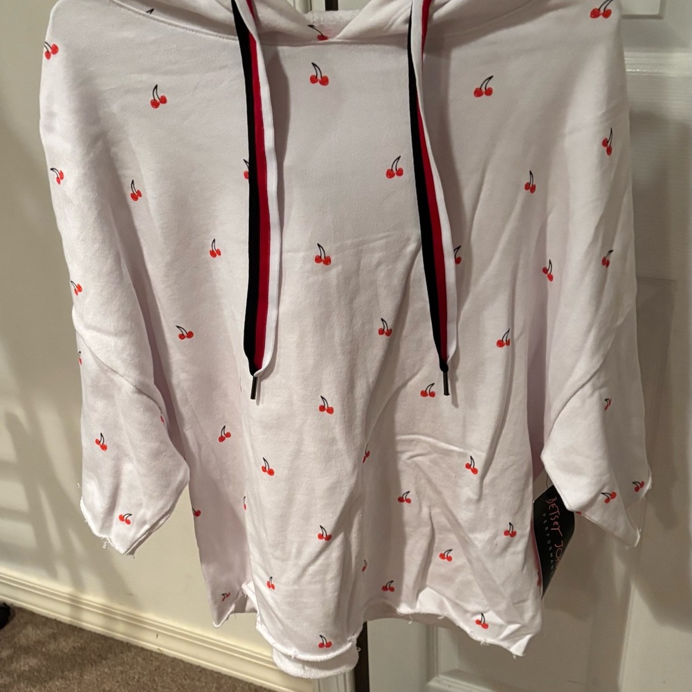 Betsey Johnson Cherry Print White Hoodie